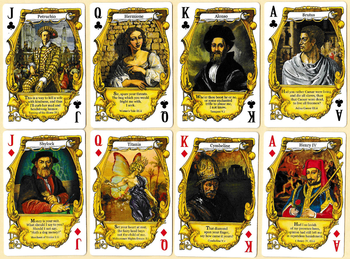 Shakespeare playing cards: Quotes, the first volume of a double set published by Prospero Art of San Francisco, 2004