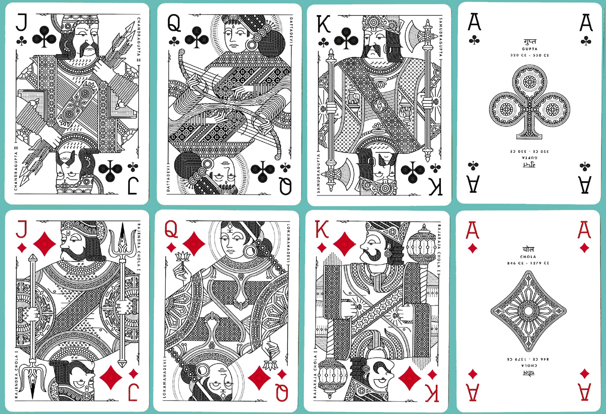 Kings of India playing cards designed by Humble Raja (Bhavesh and Reena Mistry) and printed by the United States Playing Card Company in 2015