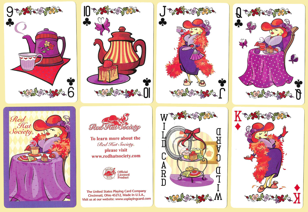 Red Hat Society playing cards published in 2004 by the United States Playing Card Company