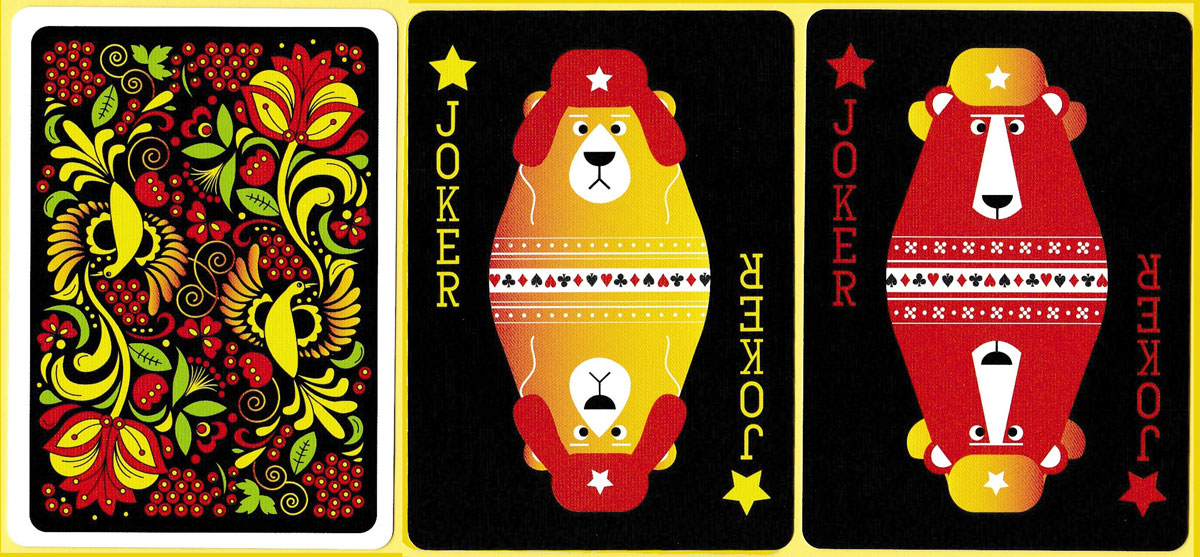 Russian folk art playing cards produced by Natalia Silva, USA, 2017