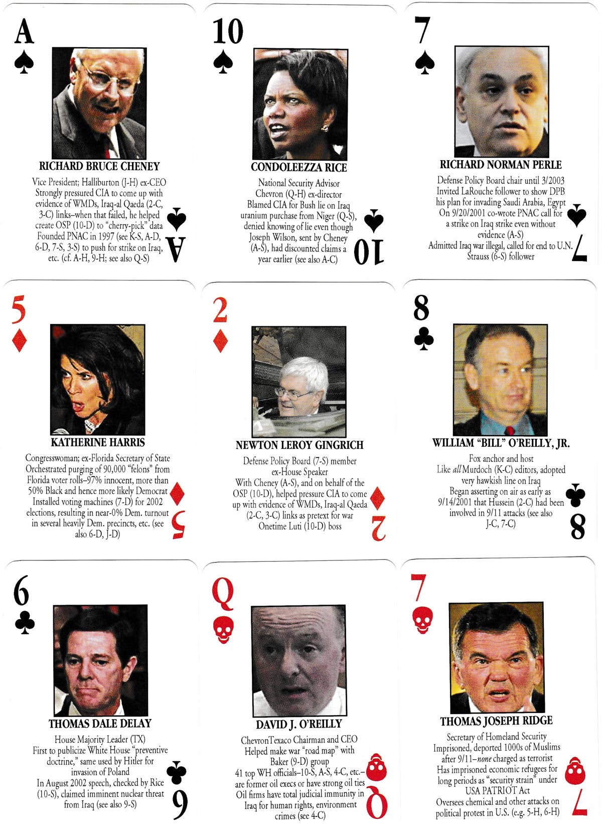 Try’em playing cards, also known as the U.S. Regime Change [or] 52 Most Wanted Criminals, USA, c. 2003