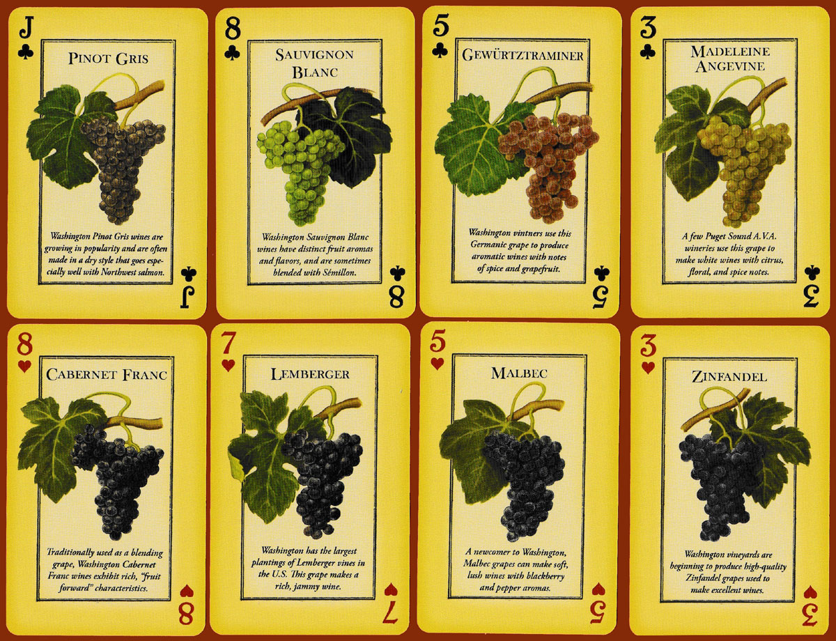 Washington Wine illustrated playing cards produced by Raconteur Press, USA, 2004