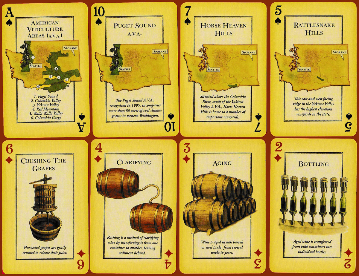 Washington Wine illustrated playing cards produced by Raconteur Press, USA, 2004