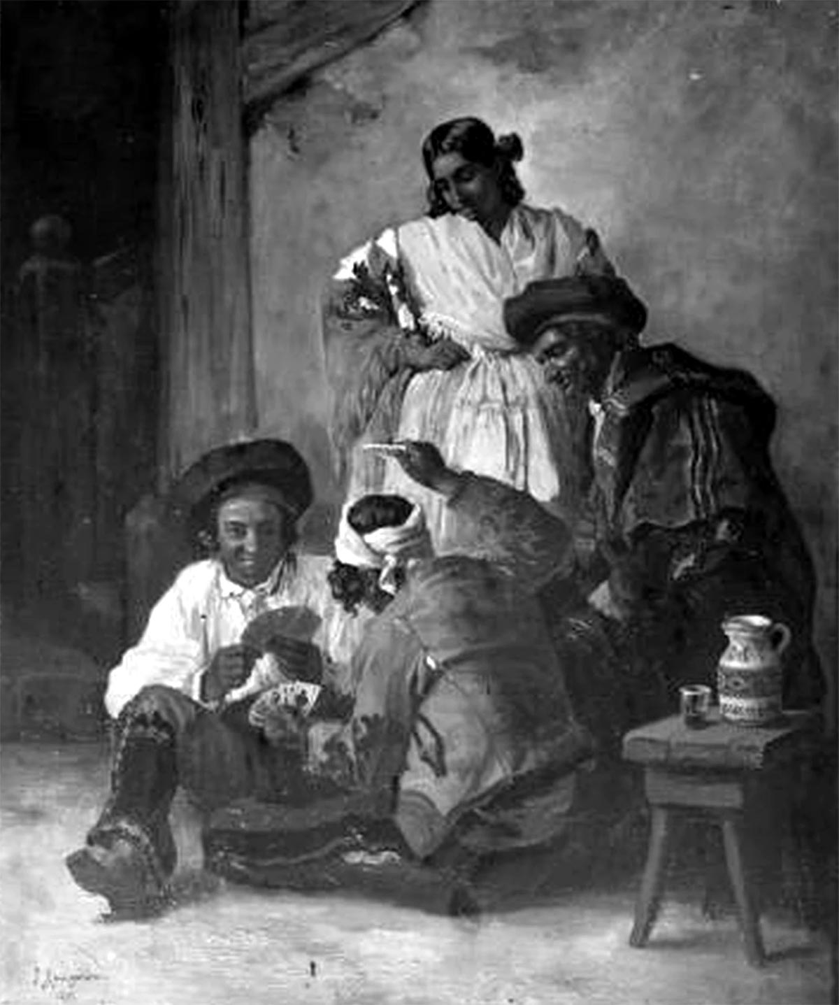 'Bohemios jugando a las cartas', J.Rougeron 1841-1880