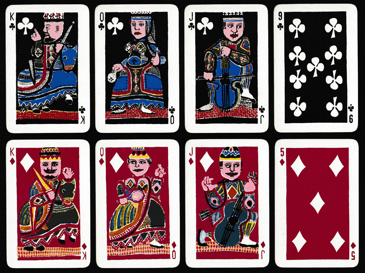 Simpson (Piccadilly) playing cards designed by André François and made by Thomas De La Rue, London, UK, 1953