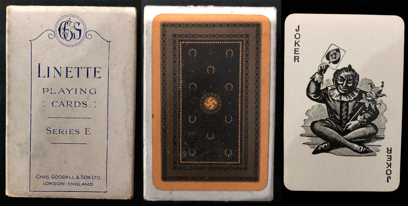 Goodall's Linette playing cards with small swastika on back, 1930s