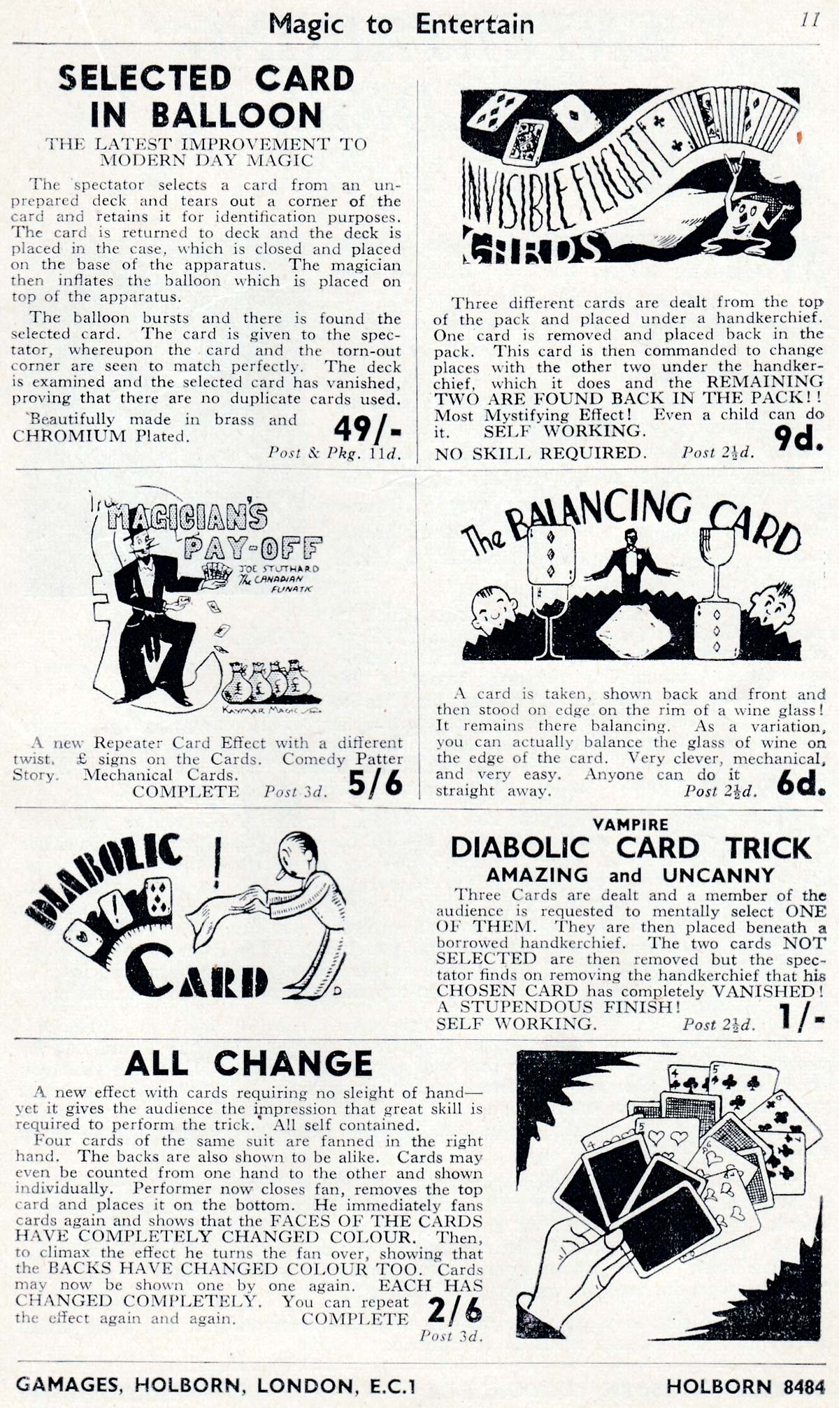 Gamagic Catalogue of Magic Card Tricks, c.1940