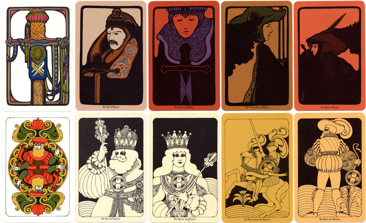 Linweave Tarot swords and coins court cards, 1967