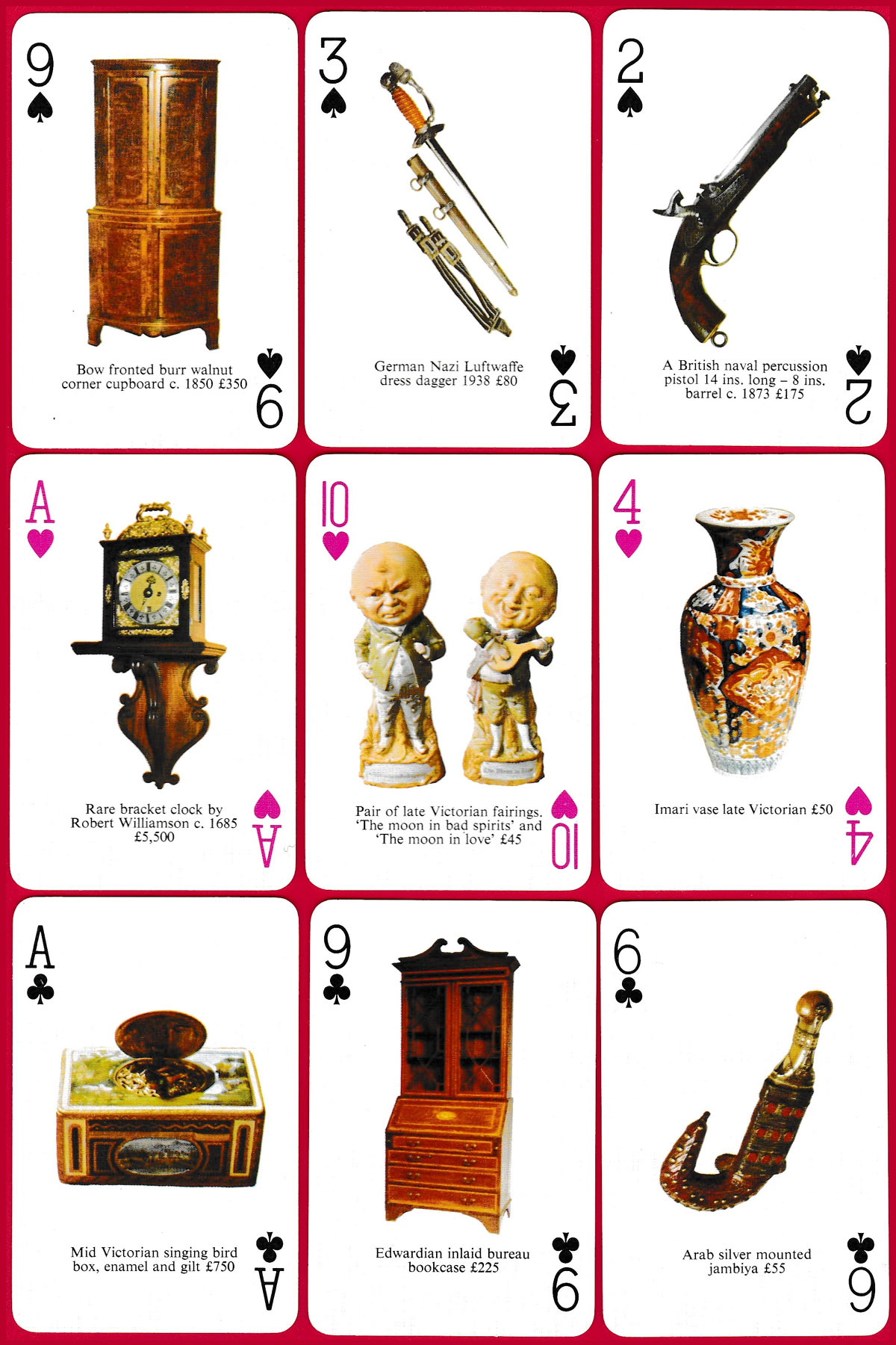 Collectors pack of Antiques published by Collectors Cards, Abertillery, South Wales, c.1980